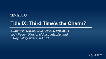 Webinar: Title IX: Three Time's A Charm graphic